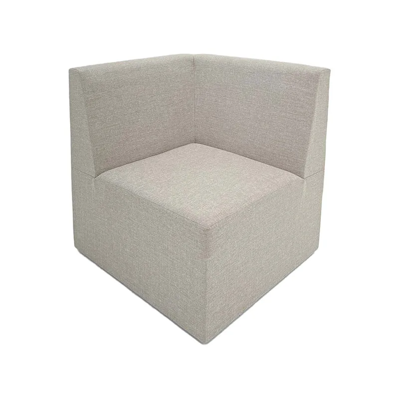 F-SC117-BE Trino corner single sofa in beige fabric with wooden legs