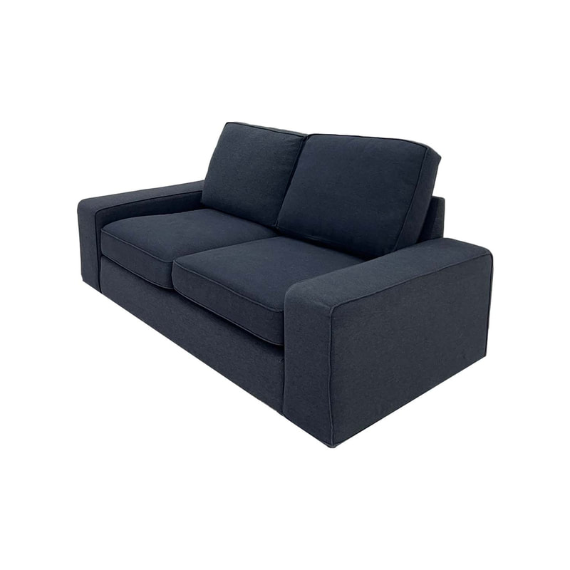 F-SD110-DG Berlin double sofa in dark grey fabric with wooden legs