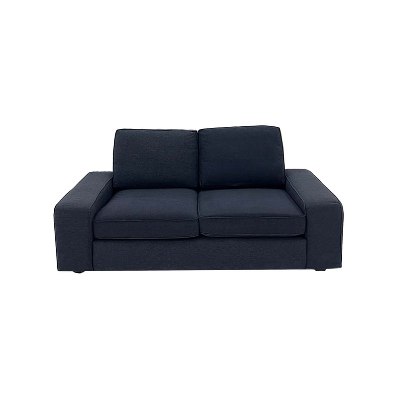 F-SD110-DG Berlin double sofa in dark grey fabric with wooden legs