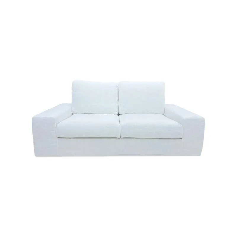 F-SD110-WH Berlin double sofa in white fabric with wooden legs