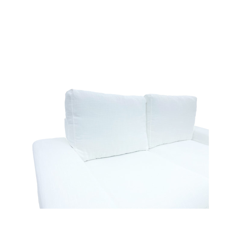 F-SD110-WH Berlin double sofa in white fabric with wooden legs