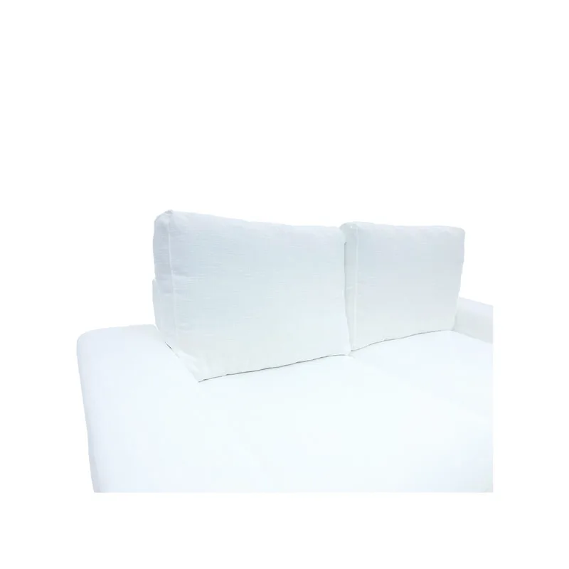 F-SD110-WH Berlin double sofa in white fabric with wooden legs