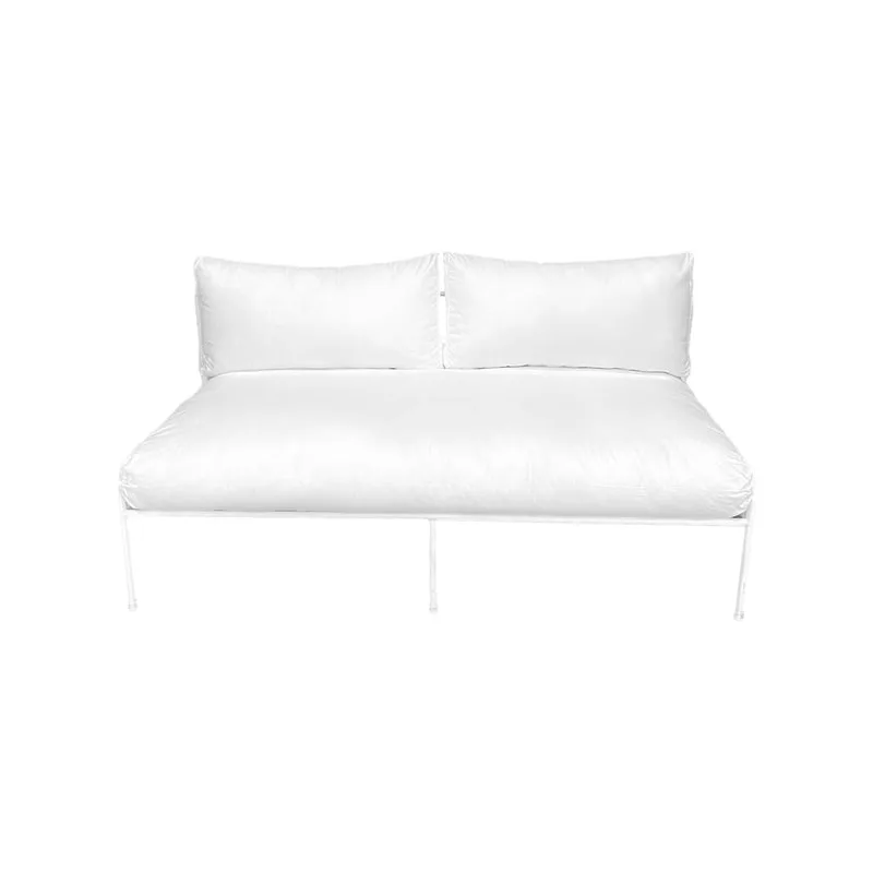 F-SD118-WH Fusion double seater sofa with soft white cushions and white metal frame