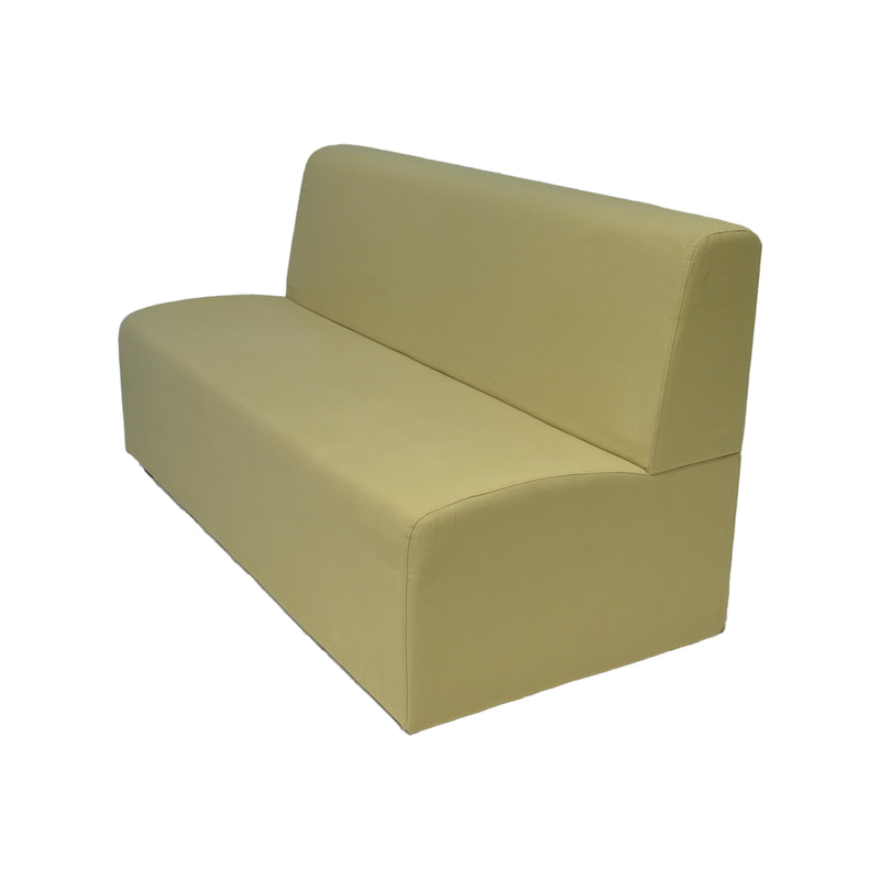 F-SD127-SX Anders double seater sofa in sand coloured fabric with wooden legs