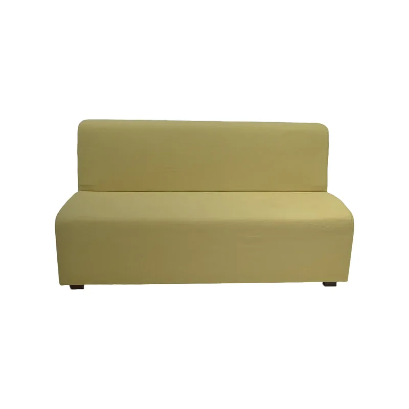 F-SD127-SX Anders double seater sofa in sand coloured fabric with wooden legs