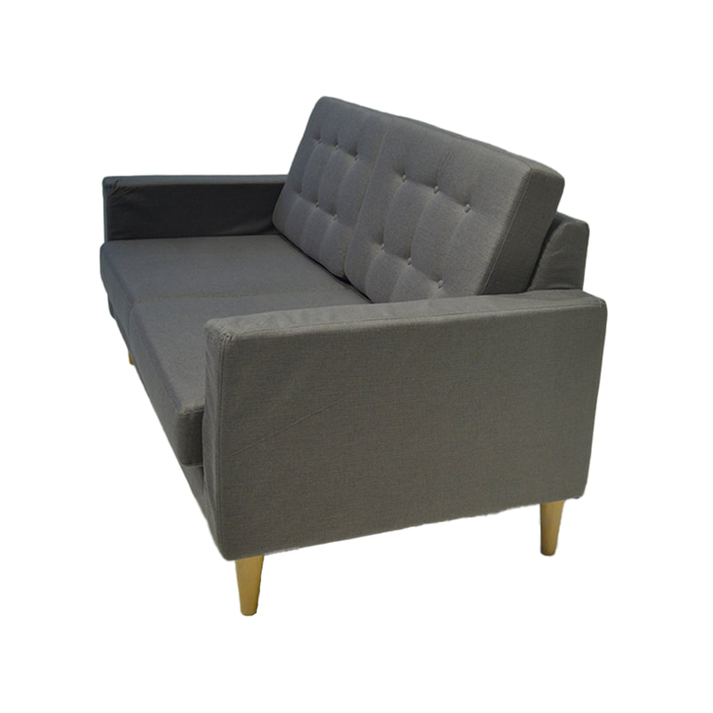 F-SD140-GY Harlington double seater sofa in grey fabric with wooden legs
