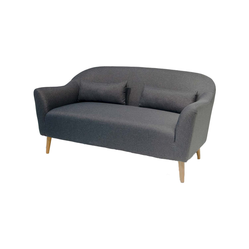 F-SD149-GY Harlington double seater sofa in grey fabric with wooden legs