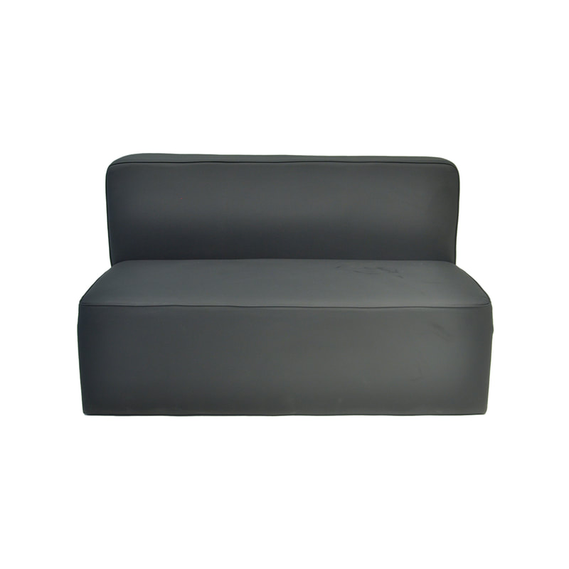 F-SD153-BL Coco double seater sofa in black leatherette 