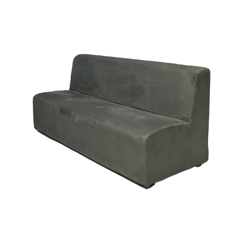 F-SD158-DG Chelsea double seater sofa in dark grey suede fabric with wooden legs