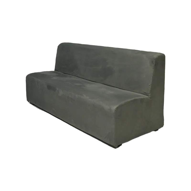 F-SD158-DG Chelsea double seater sofa in dark grey suede fabric with wooden legs