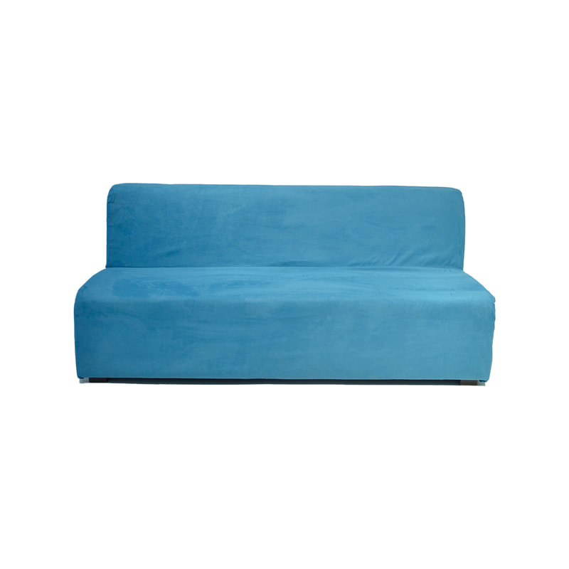 F-SD158-TQ Chelsea double seater sofa in turquoise suede fabric with wooden legs