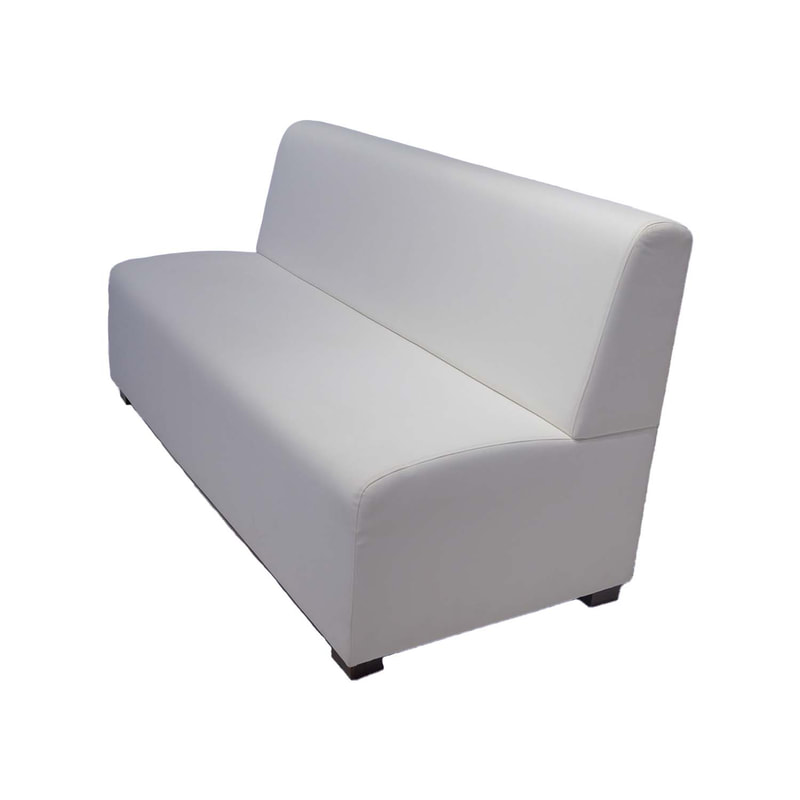 F-SD164-WH Telle double seater sofa in white leatherette with wooden legs