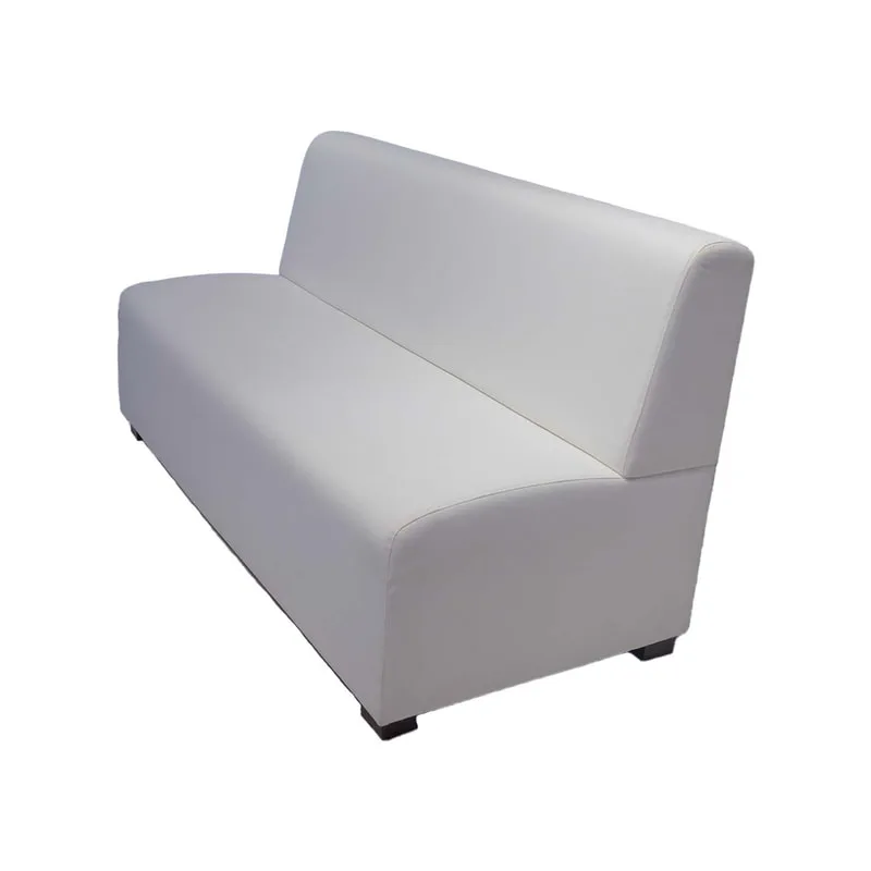 F-SD164-WH Telle double seater sofa in white leatherette with wooden legs