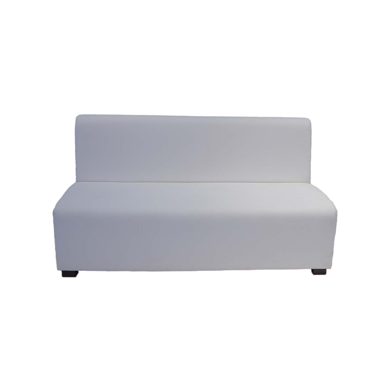 F-SD164-WH Telle double seater sofa in white leatherette with wooden legs