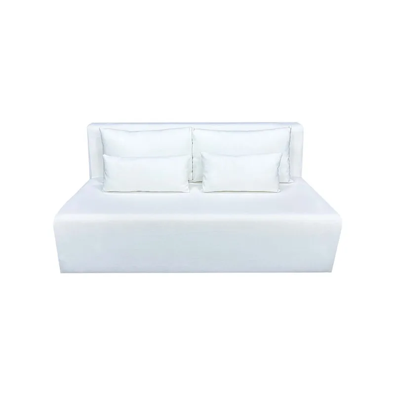 F-SD170-WH Cansu double seater sofa in white fabric with wooden legs