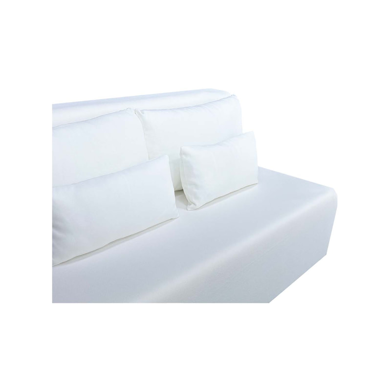 F-SD170-WH Cansu double seater sofa in white fabric with wooden legs