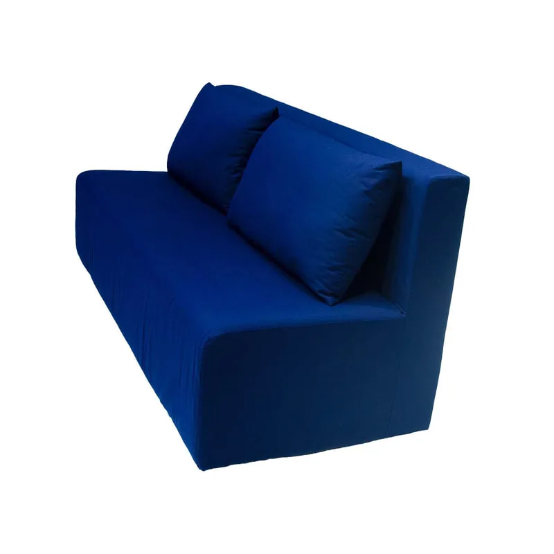 F-SD175-DB Alden double seater sofa in dark blue fabric with wooden legs