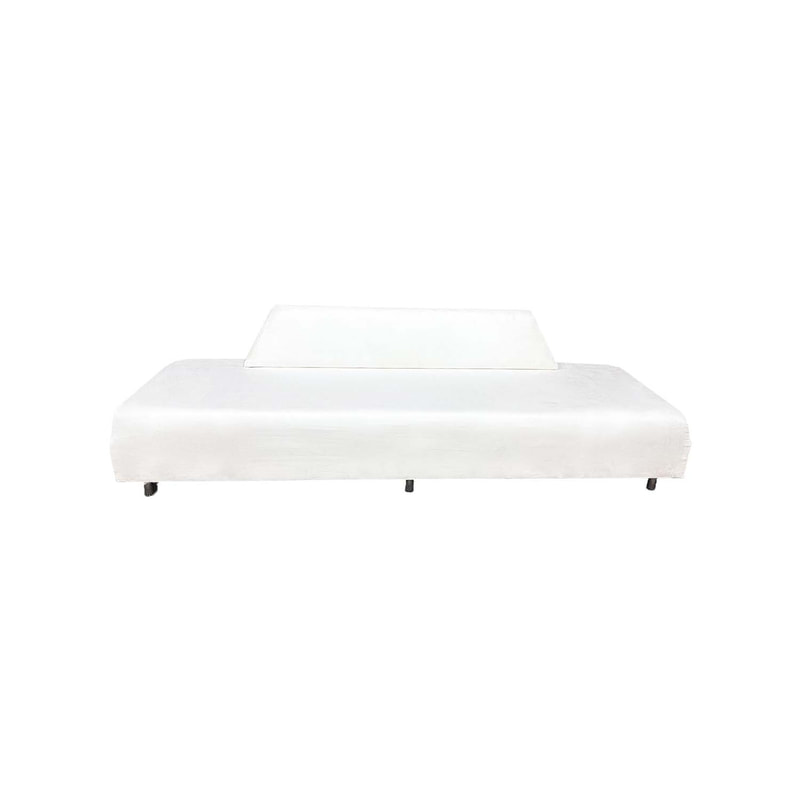 F-SE119-WH Casa four seater sofa in white fabric with metal legs  