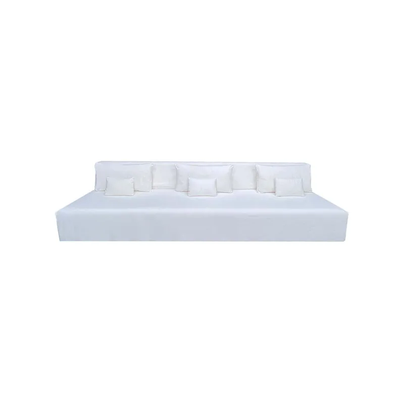 F-SE170-WH Cansu four seater sofa in white fabric with wooden legs