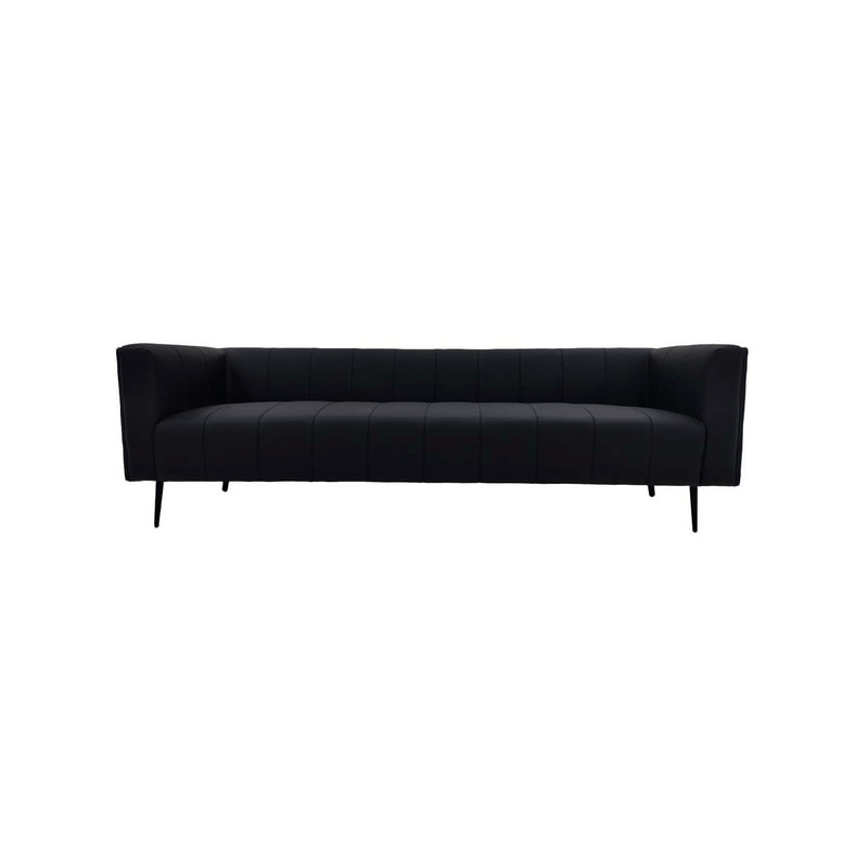 F-SF101-BL Murphy three seater sofa in black leatherette with black feet