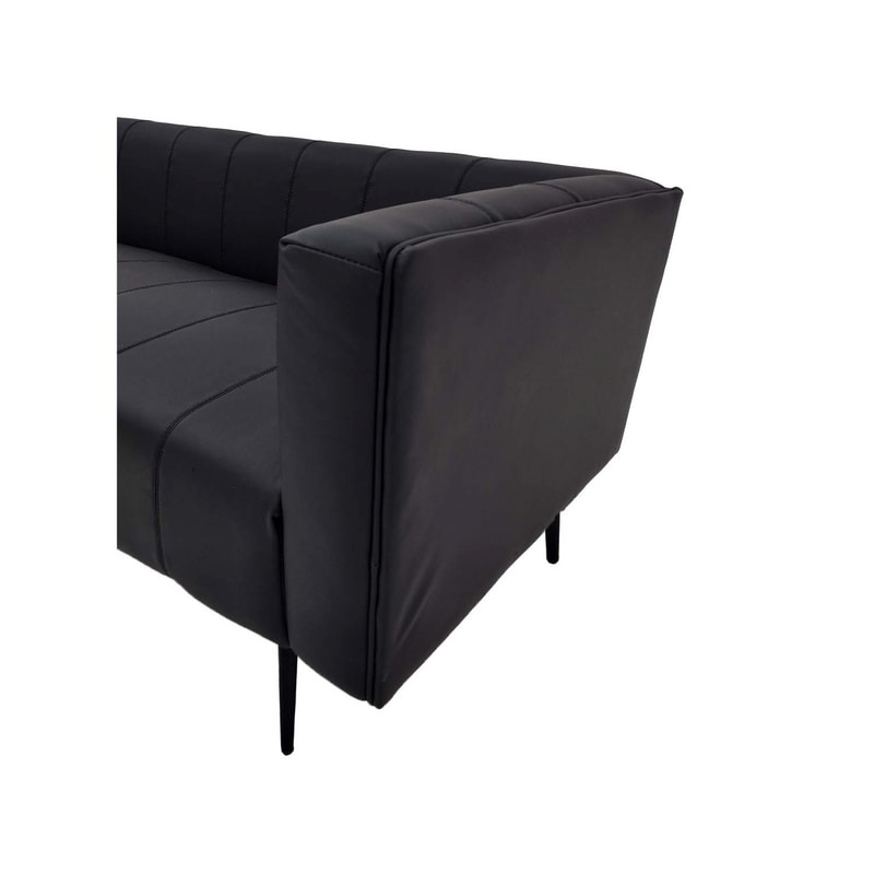 F-SF101-BL Murphy three seater sofa in black leatherette with black feet