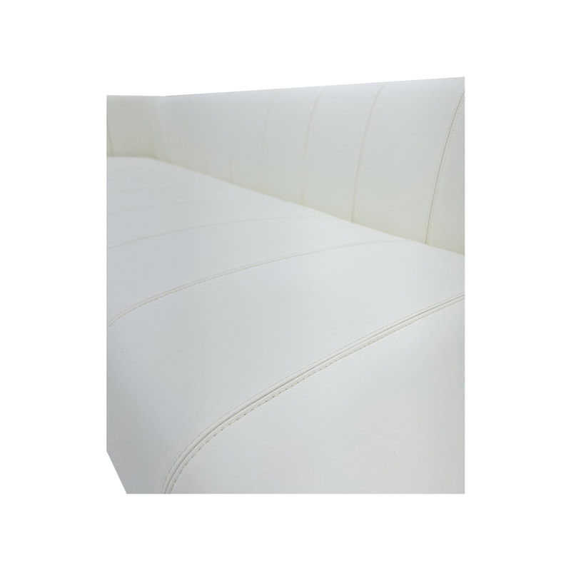 F-SF101-WH Murphy three seater sofa in white leatherette with silver feetPicture