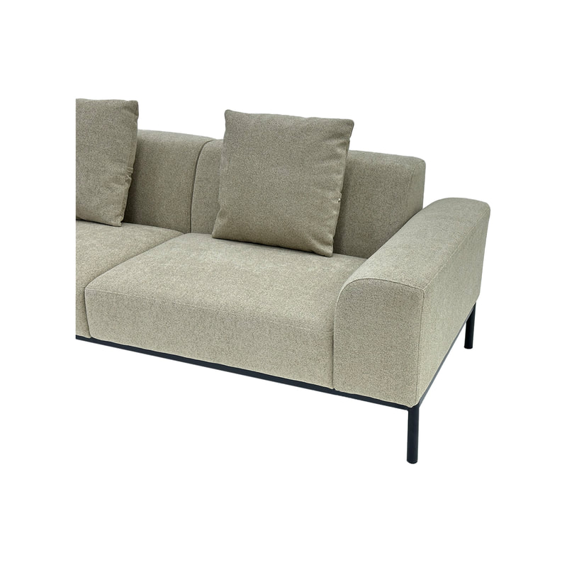 F-SF103-BE Fairfax three seater sofa in beige fabric with wooden legs