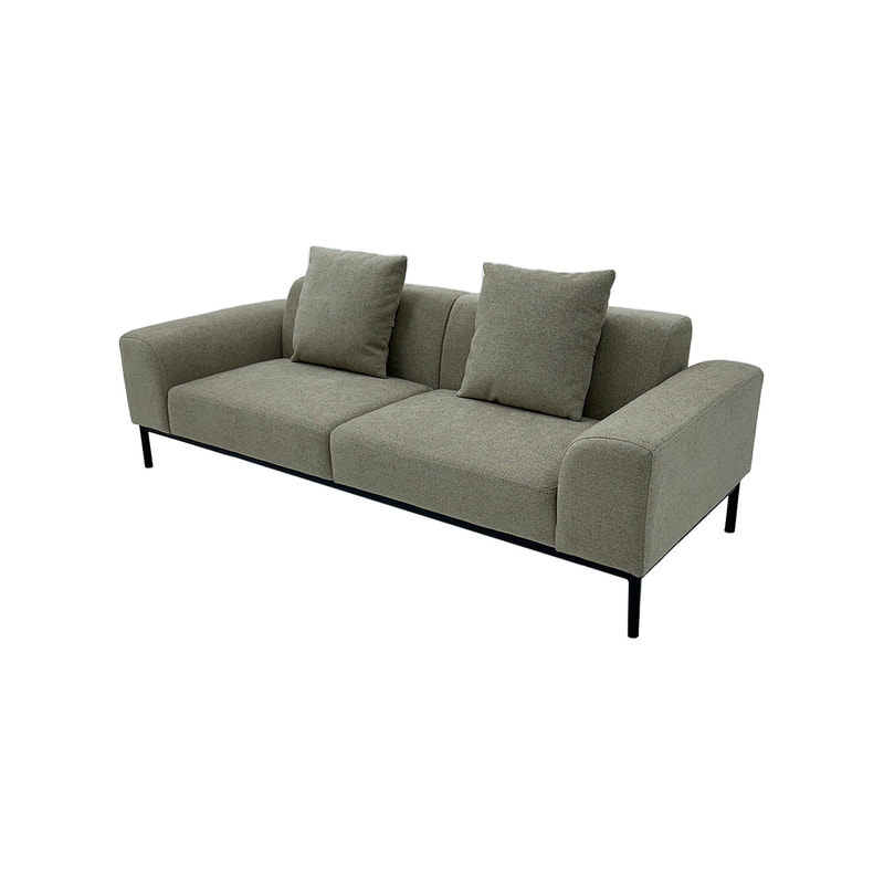 F-SF103-BE Fairfax three seater sofa in beige fabric with wooden legs