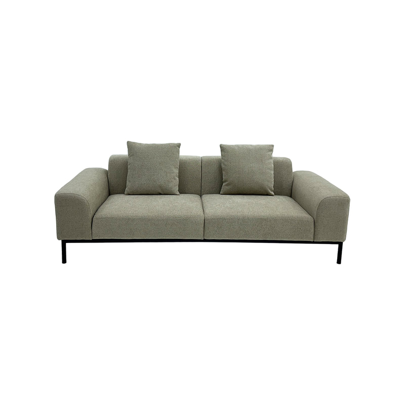 F-SF103-BE Fairfax three seater sofa in beige fabric with wooden legs