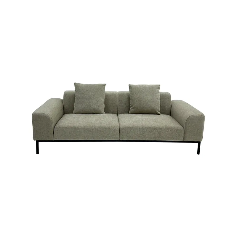 F-SF103-BE Fairfax three seater sofa in beige fabric with wooden legs