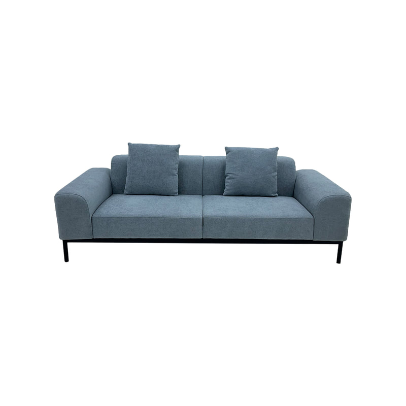 F-SF103-GY Fairfax three seater sofa in mid grey with fabric black legs
