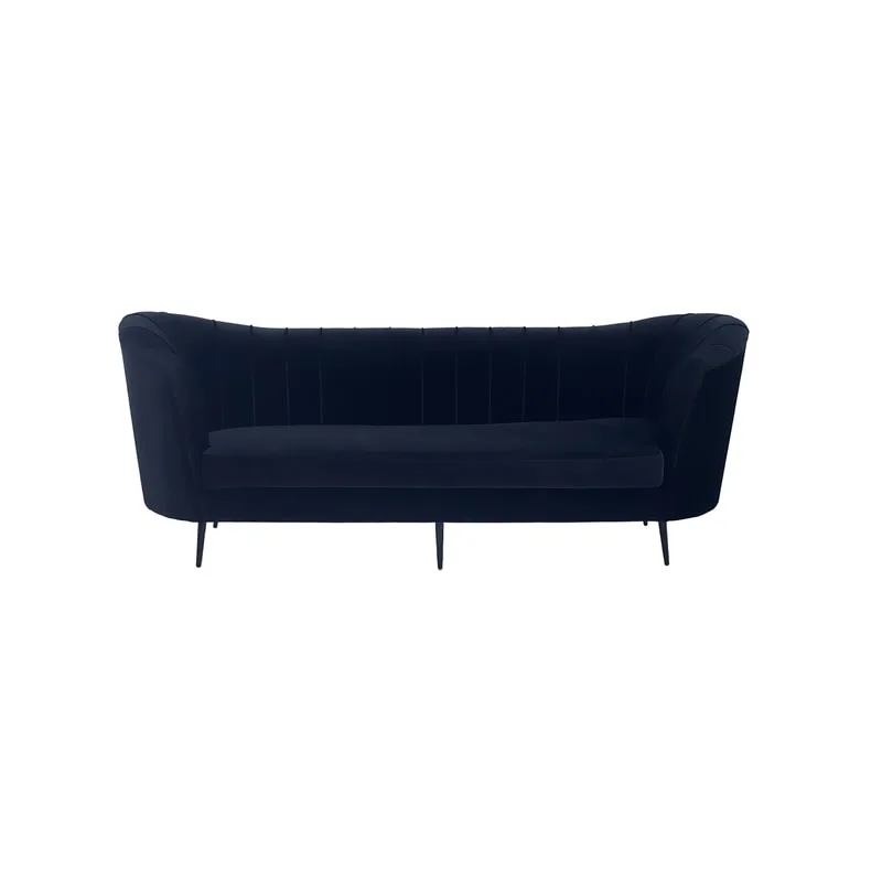 F-SF104-BL Monroe three seater sofa in black velvet with black legs