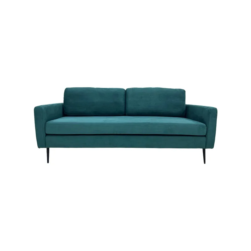 F-SF105-EG Capri three seater sofa in emerald green suede with gold frame