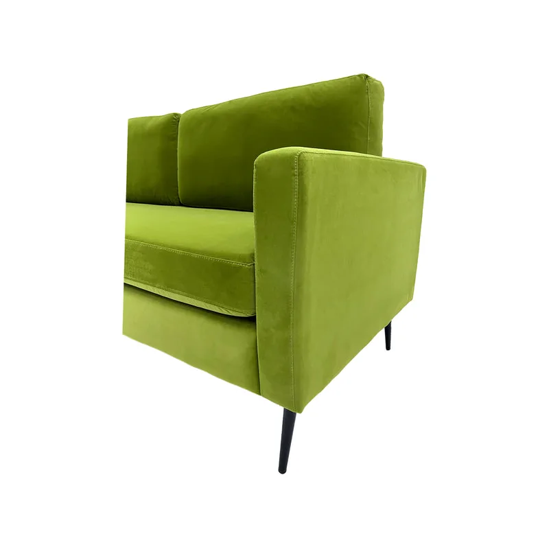 F-SF105-OG Capri three seater sofa in olive green velvet with black legs