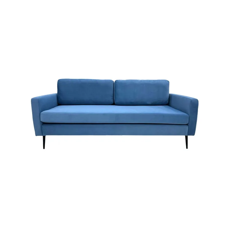 F-SF105-PB Capri three seater sofa in  petrol blue velvet with black legs