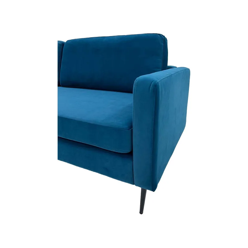 F-SF105-TL Capri three seater sofa in teal velvet with black legs