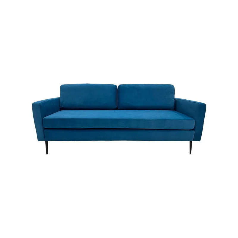 F-SF105-TL Capri three seater sofa in teal velvet with black legs