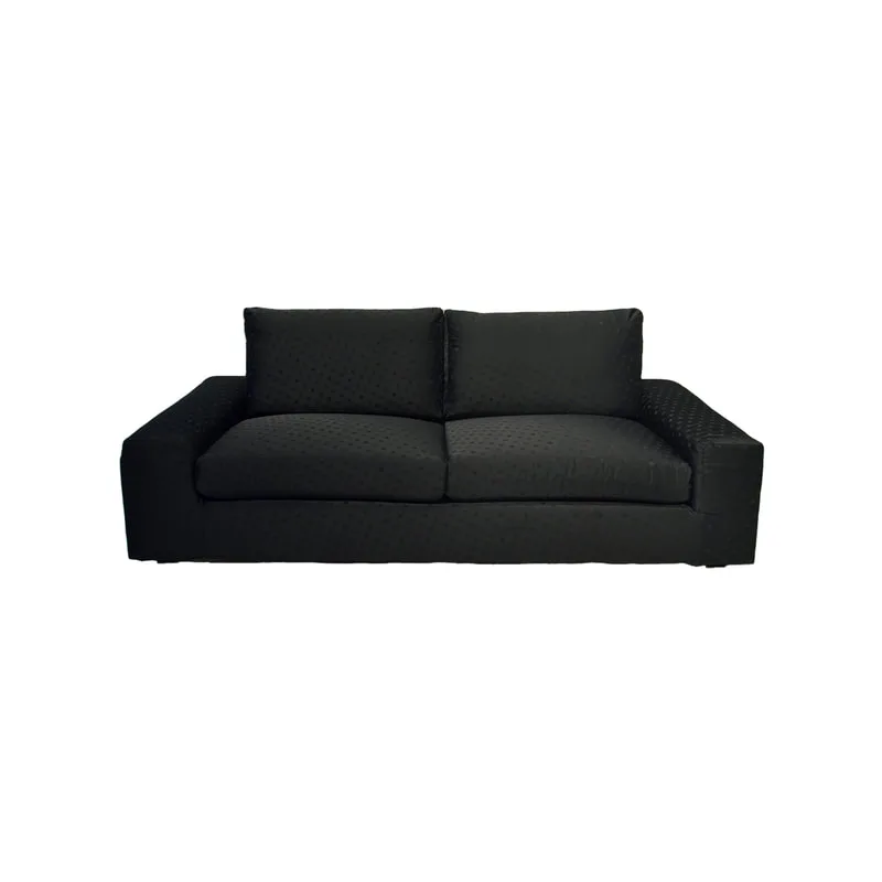 F-SF110-BX Berlin three seater sofa in black patterned fabric with wooden legs
