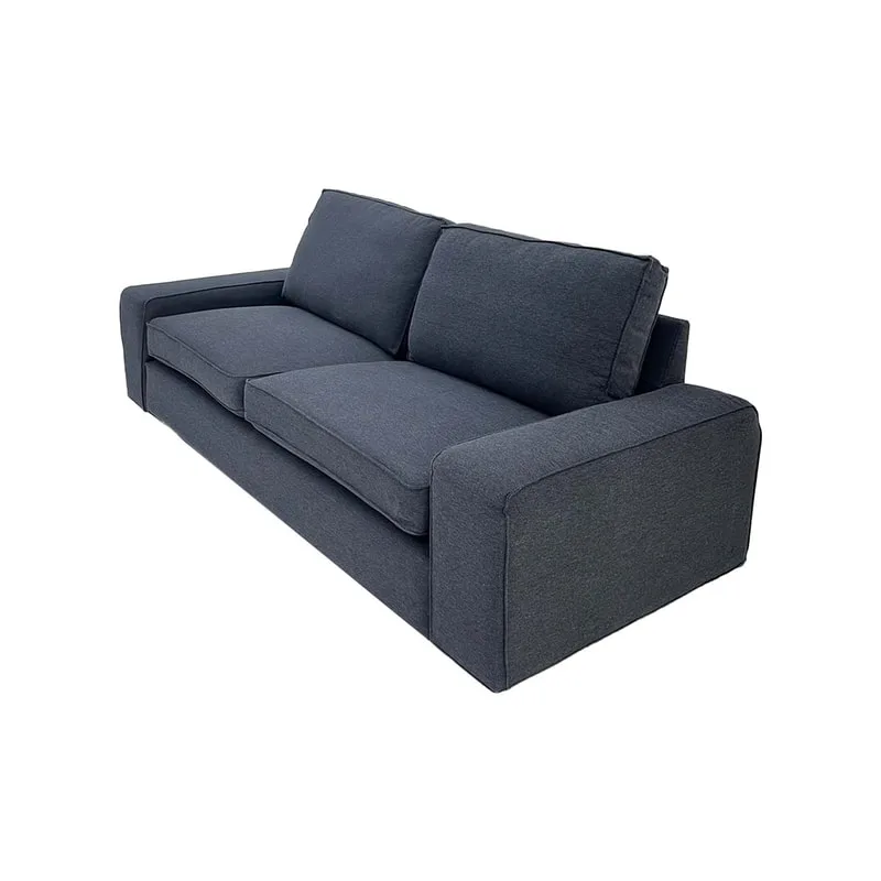 F-SF110-WH Berlin three seater sofa in dark grey fabric with wooden legs
