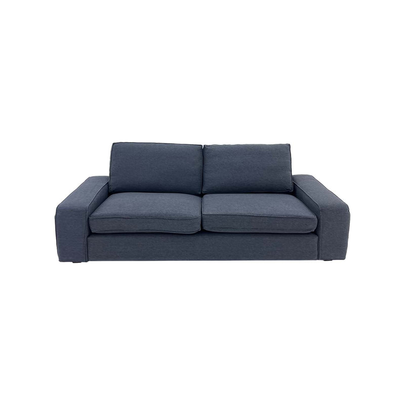 F-SF110-WH Berlin three seater sofa in dark grey fabric with wooden legs