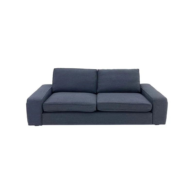 F-SF110-WH Berlin three seater sofa in dark grey fabric with wooden legs
