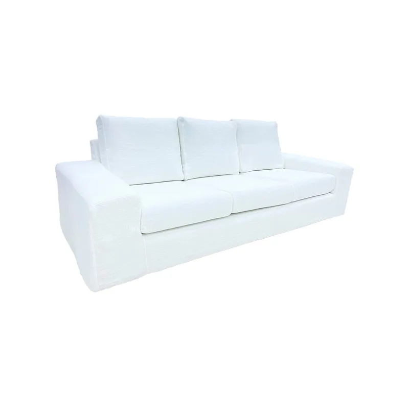 F-SF110-BL Berlin three seater sofa in black suede fabric with wooden legs