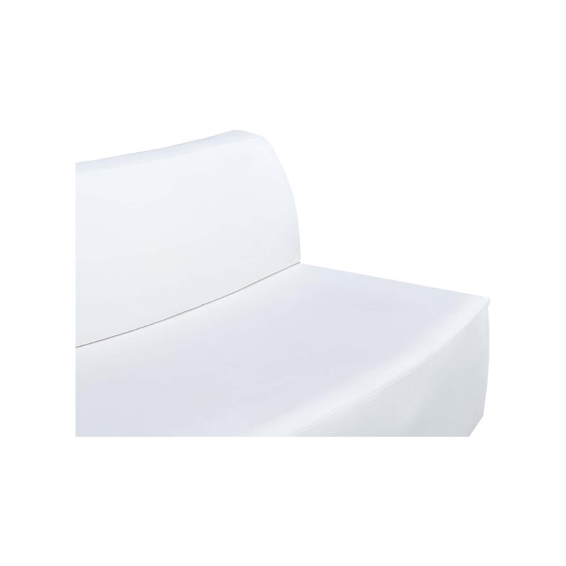 F-SF114-WH Olivia three seater outward curved sofa in white leather with silver metal legs