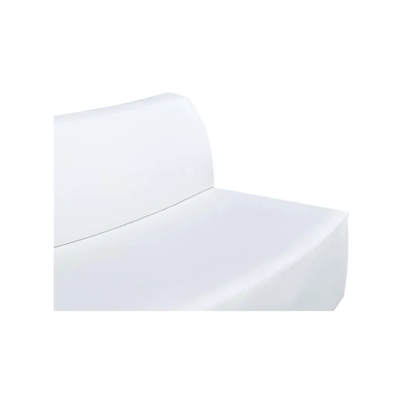 F-SF114-WH Olivia three seater outward curved sofa in white leather with silver metal legs