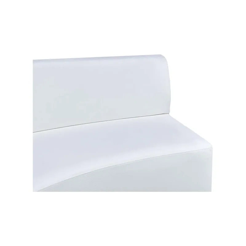 F-SF115-WH Olivia three seater inward curved sofa in white leather with silver metal legs