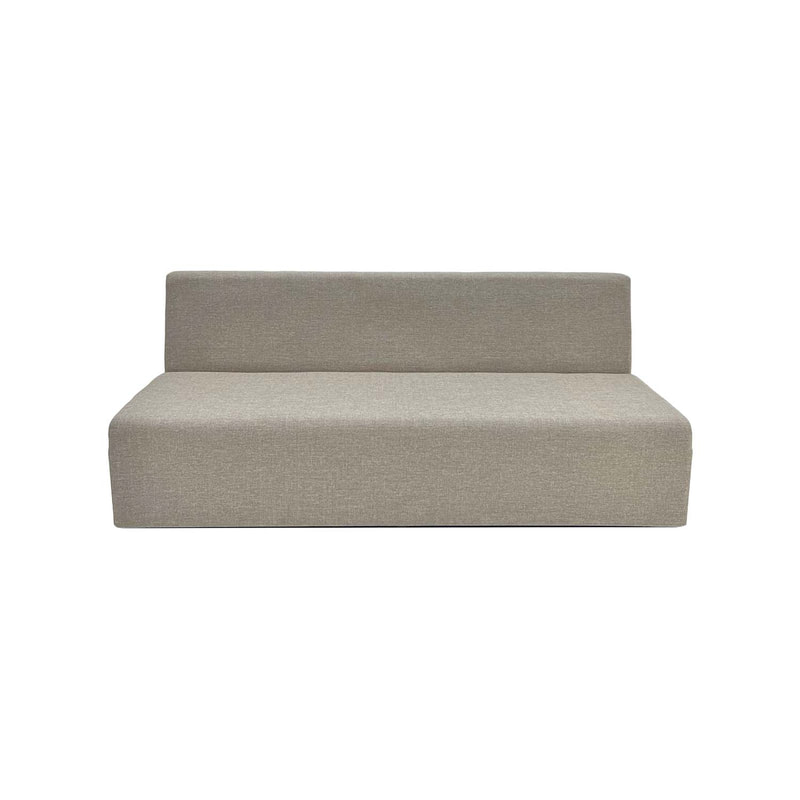 F-SF117-BE Trino three seater sofa in beige fabric with wooden legs