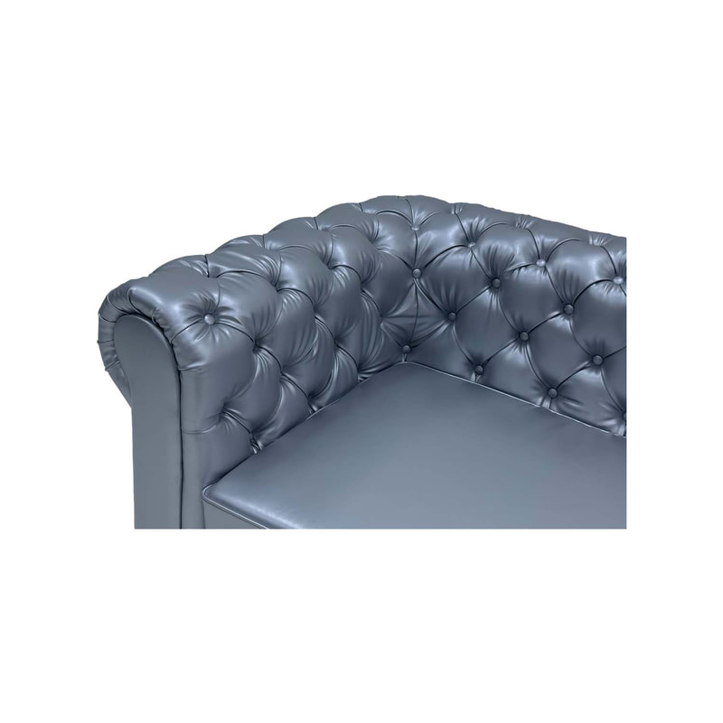 F-SF122-SI Elton three seater sofa in silver leather with silver feet