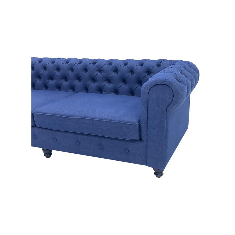 F-SF108-DN Portobello three seater sofa in denim with black feet