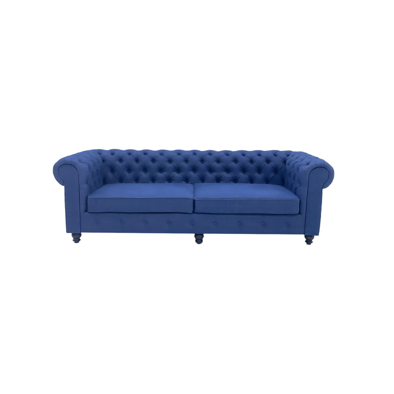 F-SF108-DN Portobello three seater sofa in denim with black feet