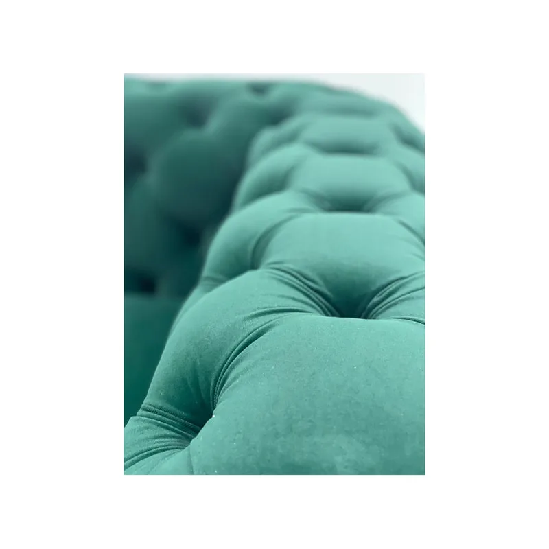 F-SF124-EG Botello three seater sofa in emerald green velvet with black feet